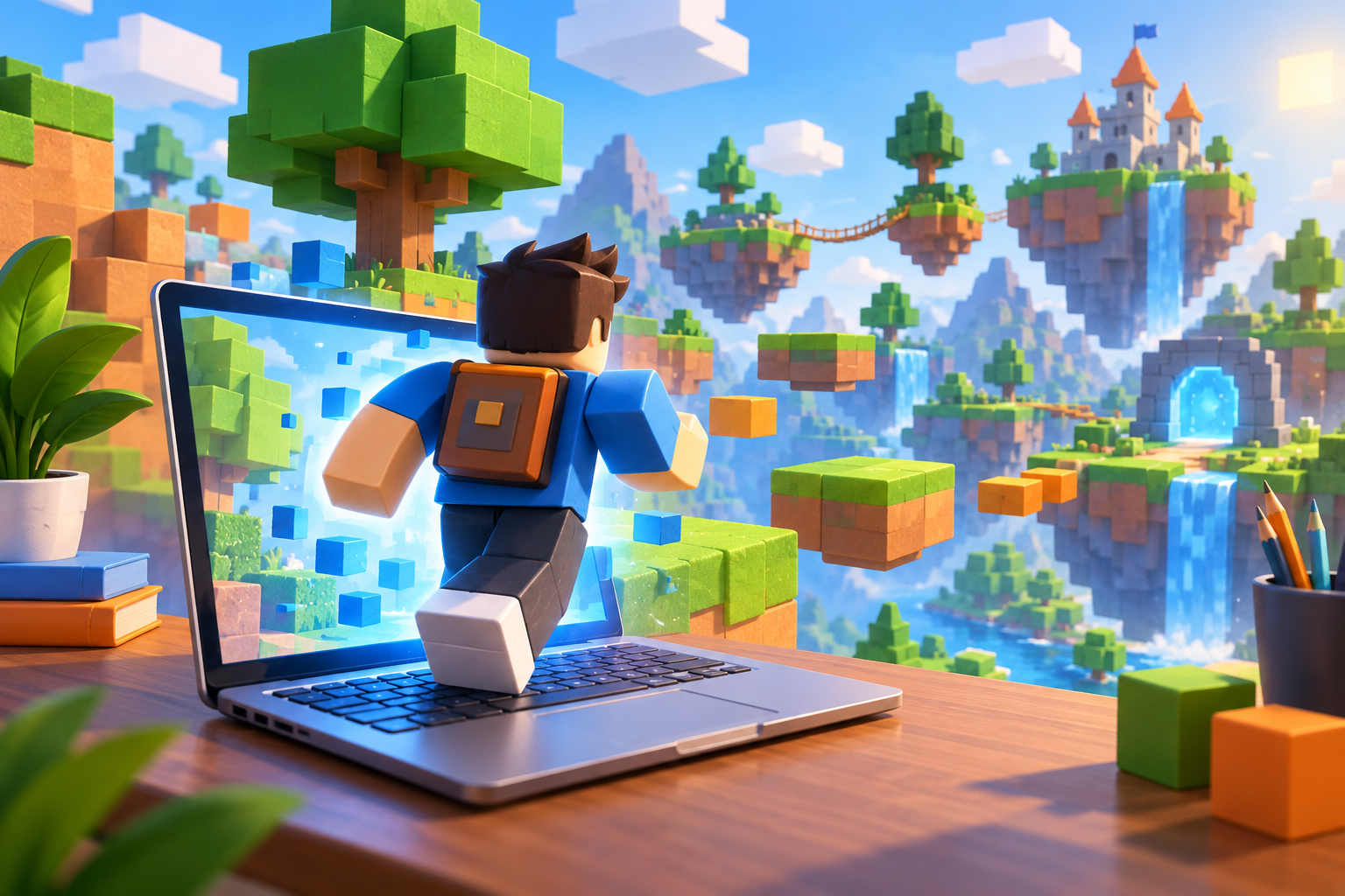 Ilustração por IA sobre Roblox: entenda a plataforma e a criação de jogos no Studio